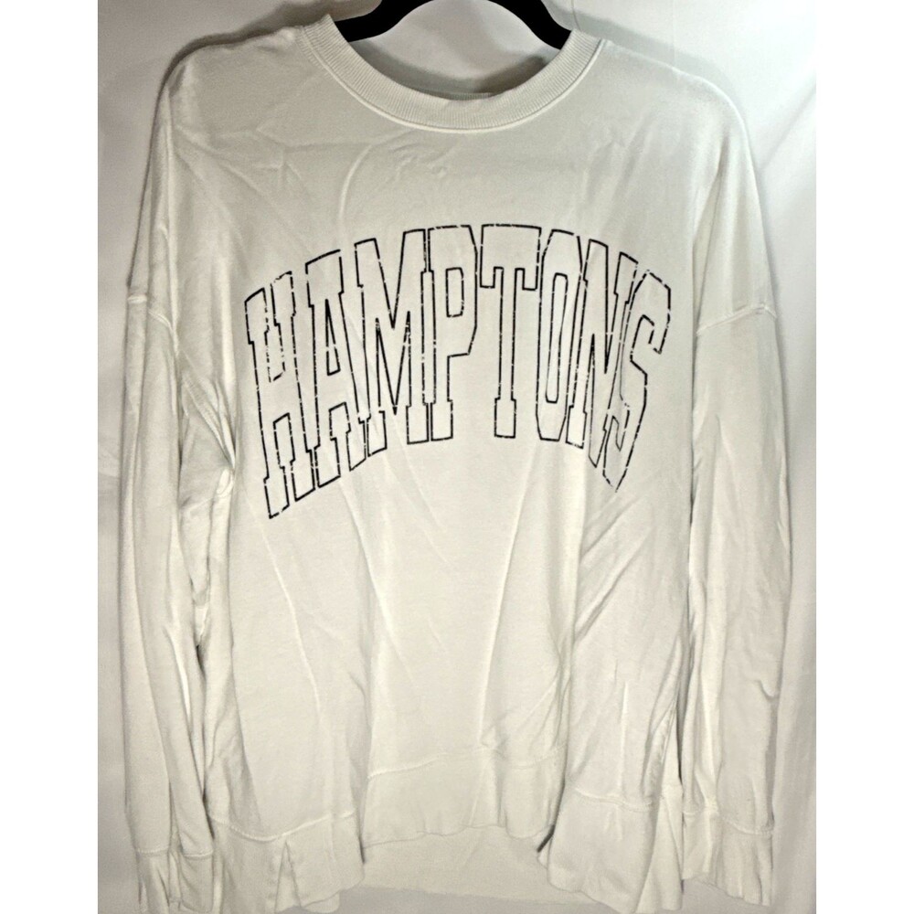 Vintage Green Envelope Hamptons Sweatshirt Women's L White Top Shirt